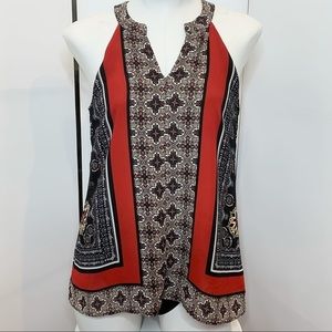 Moa Moa Red Black White Printed Tank Top Blouse XS